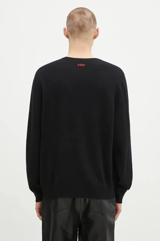 032C woolen jumper Logo Cashmere Blend Sweater men’s black color lightweight F24-URK-1571-000