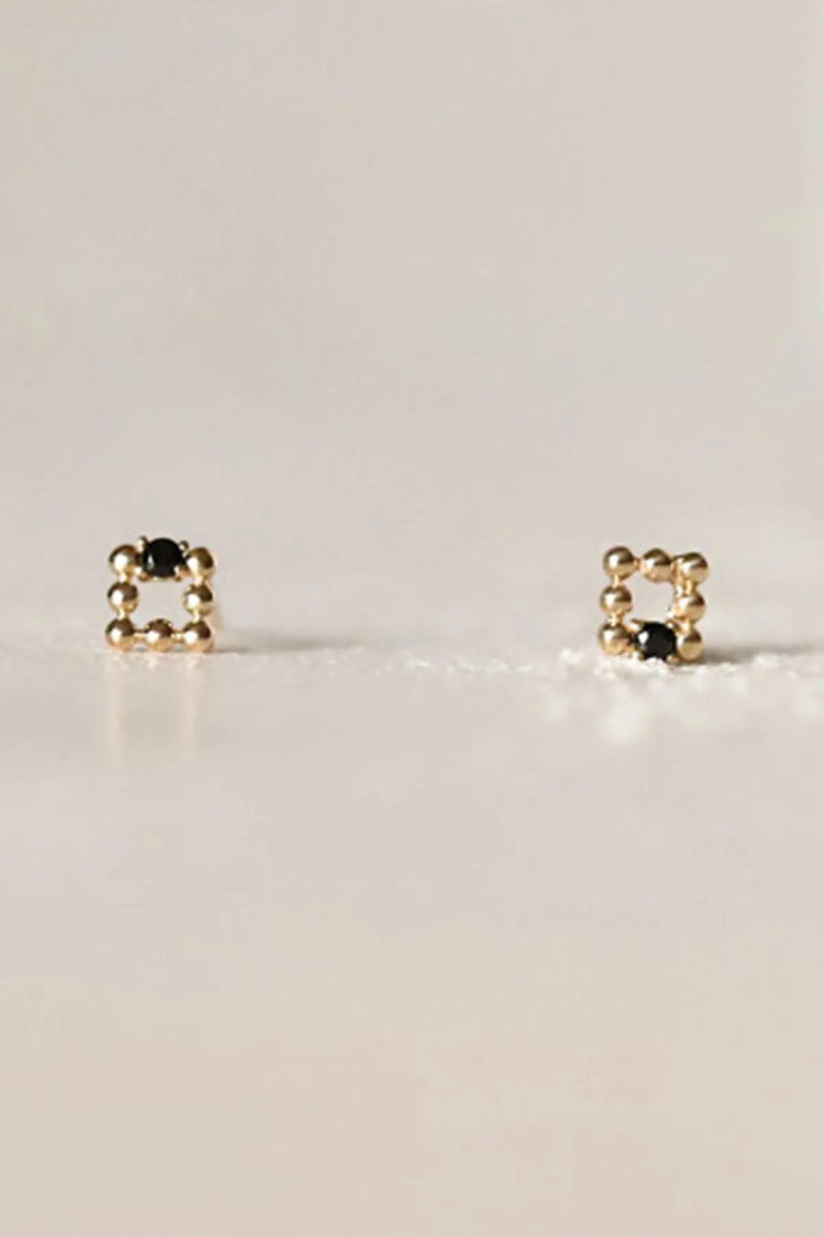 14k 18k Solid Gold Black Cz Open Square Helix Conch Cartilage Lobe Pierced Earrings Studs