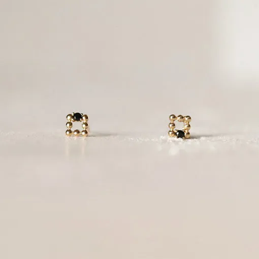 14k 18k Solid Gold Black Cz Open Square Helix Conch Cartilage Lobe Pierced Earrings Studs