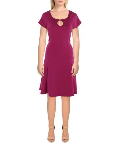 24seven Comfort Apparel Womens Keyhole Knee Length Midi Dress