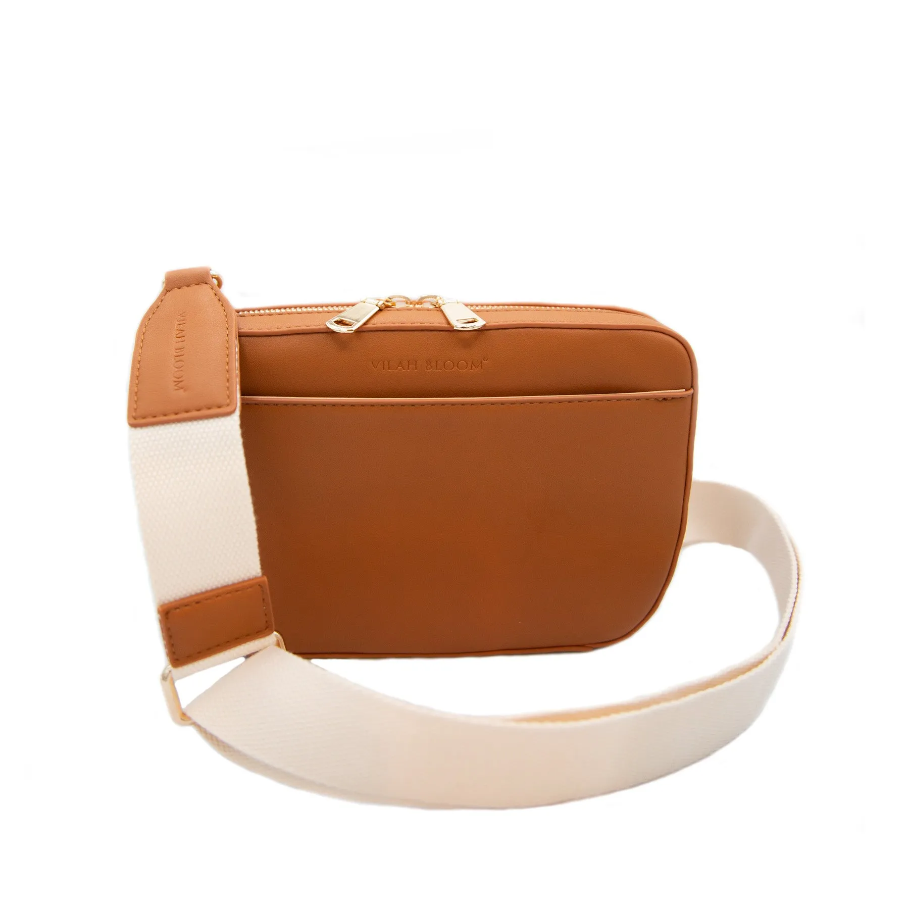 3-n-1 Crossbody- Cognac w/Natural Strap