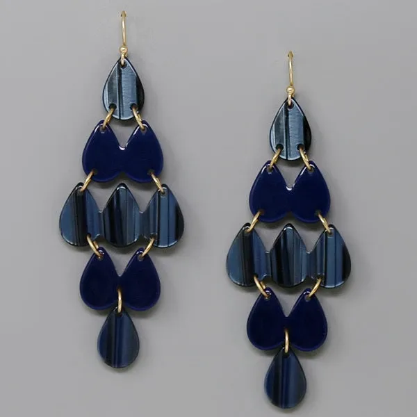 Acetate Linked Teardrop Shape Earrings