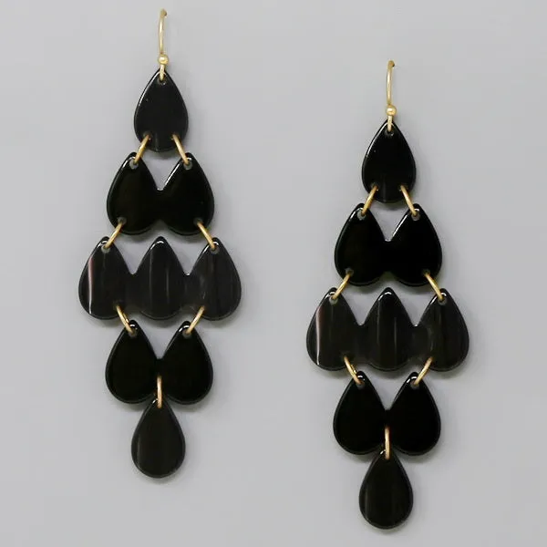 Acetate Linked Teardrop Shape Earrings