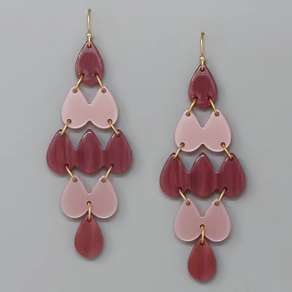 Acetate Linked Teardrop Shape Earrings