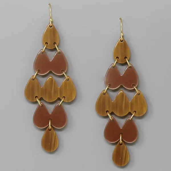 Acetate Linked Teardrop Shape Earrings