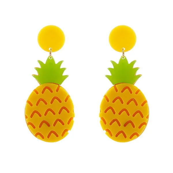 Acetate Pineapple Embellished Dangle Earrings