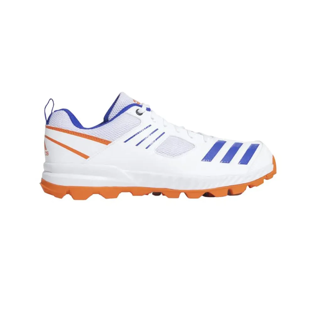 Adidas Men's Crihase 23 Cricket Shoe (Cloud White/Lucid Blue/Semi Impact Orange)