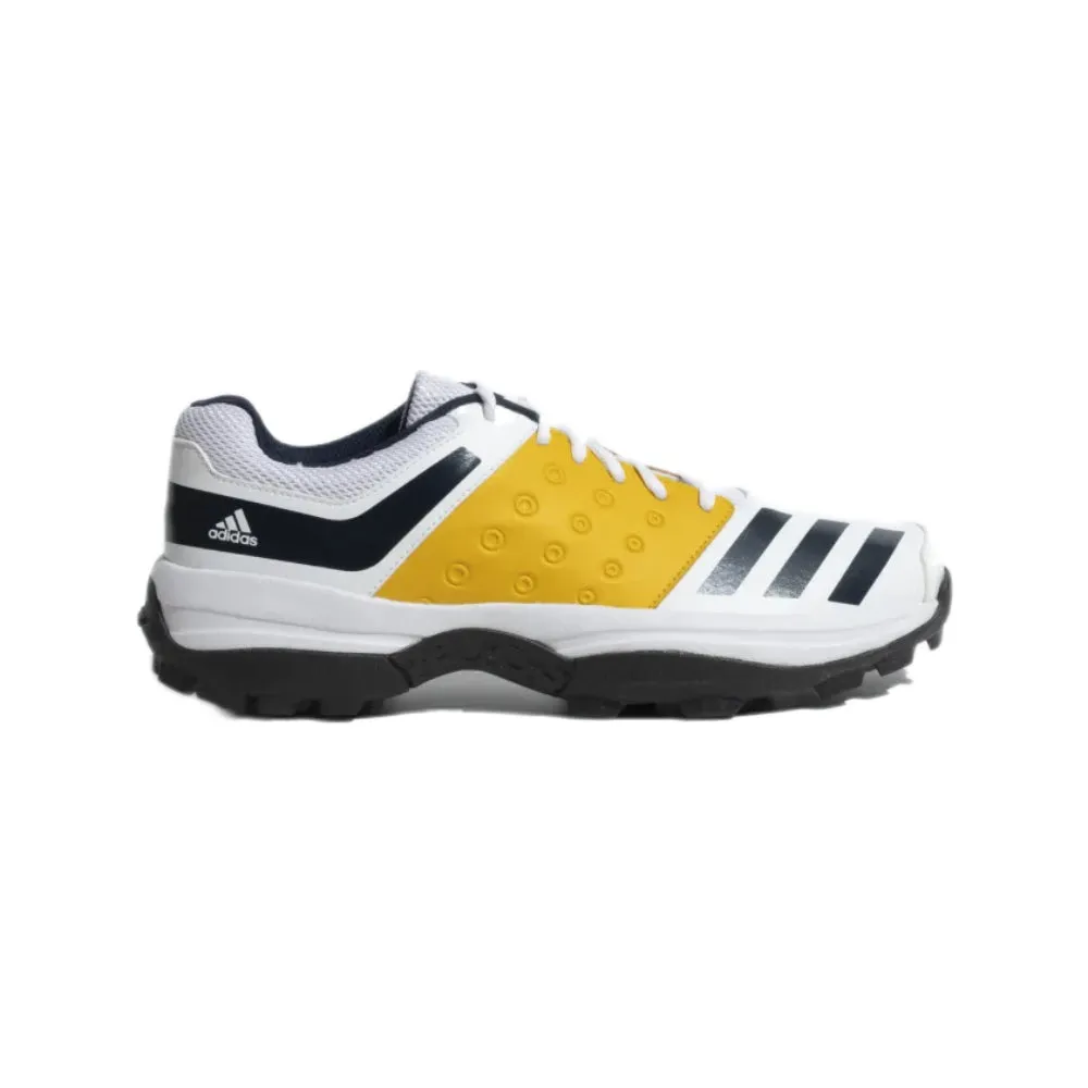 Adidas Men's Crinu 23 Cricket Shoe (Cloud White/Collegiate Navy/Active Gold)