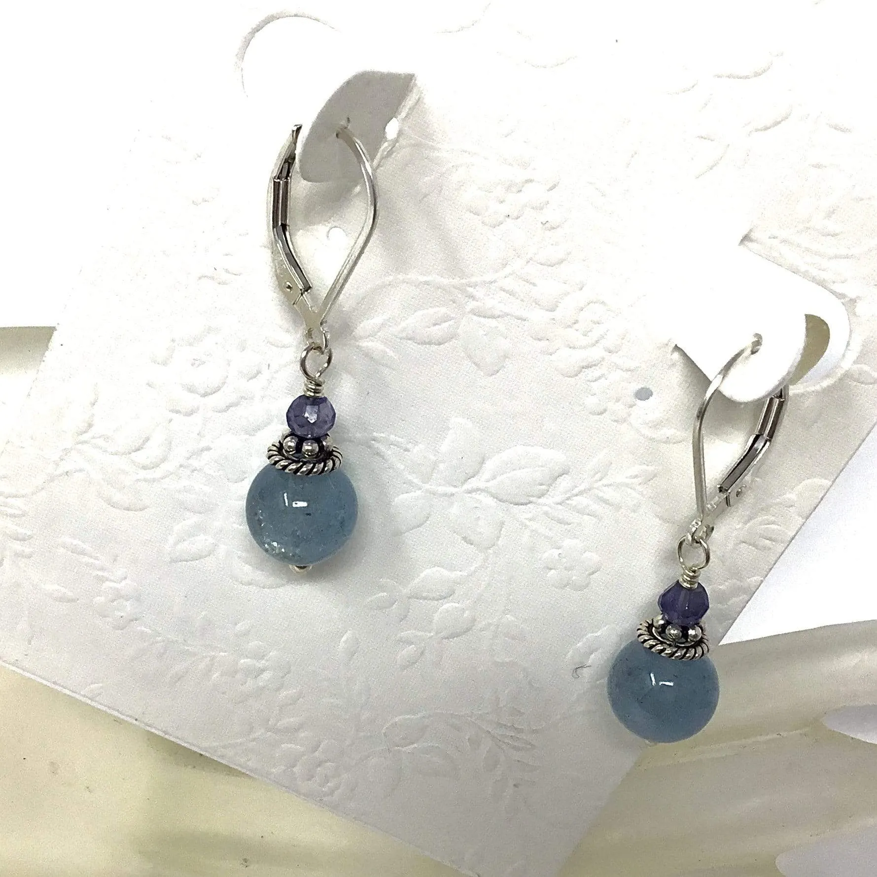 Aquamarine Lever Back Earrings