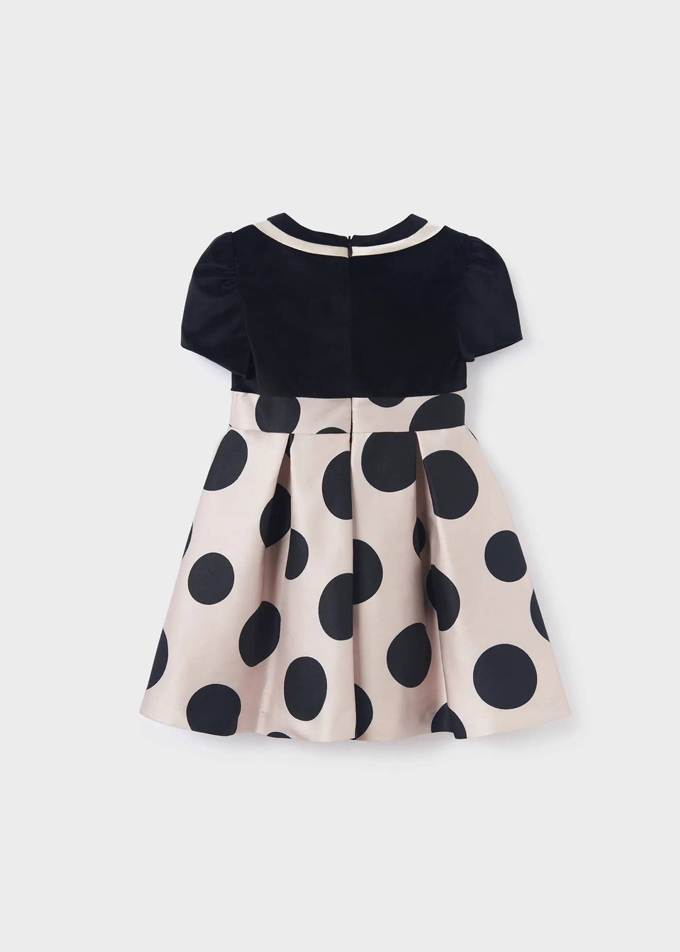 Beige Polka dot Mikado Dress