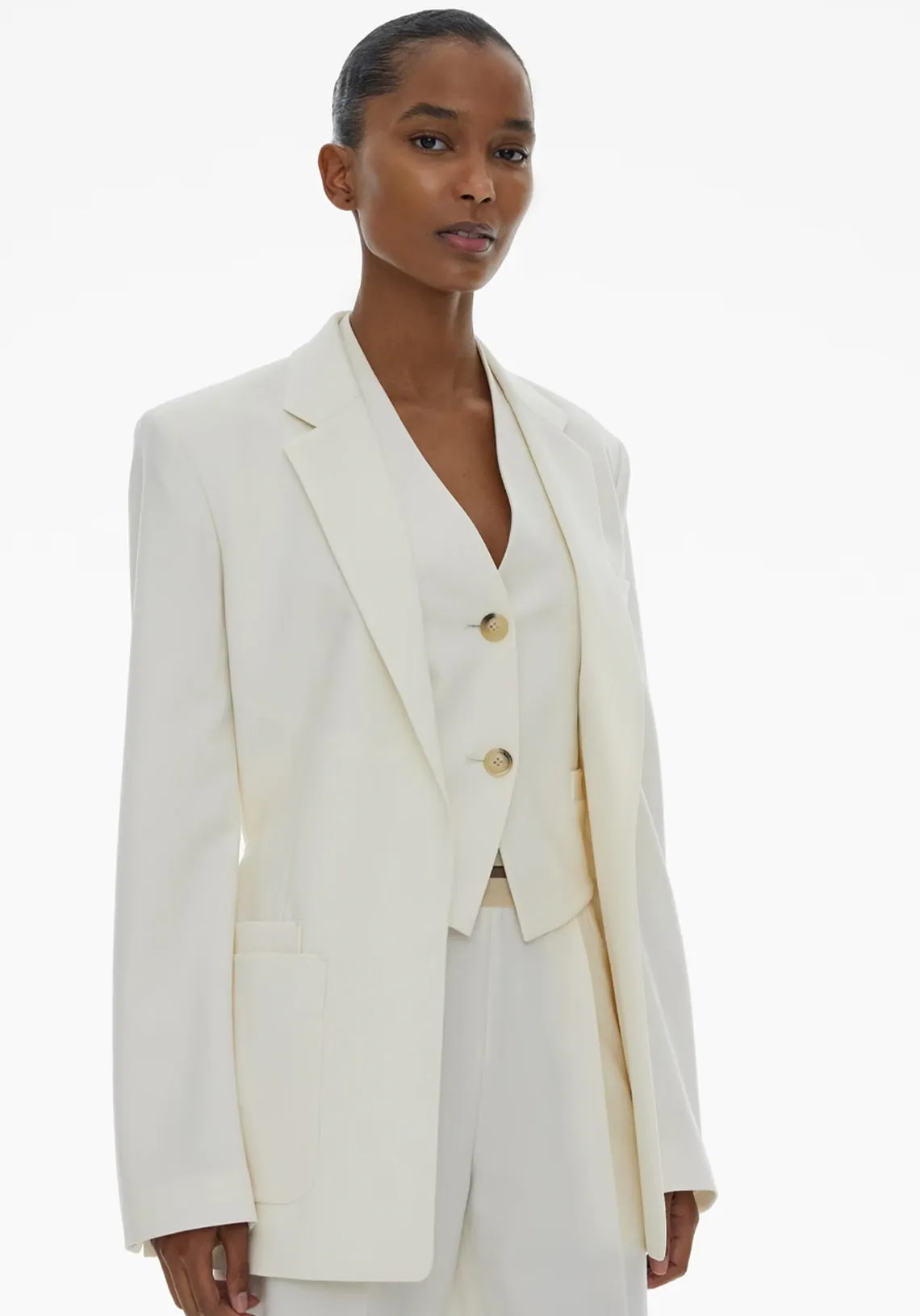 BELTED BLAZER STRETCH IVORY