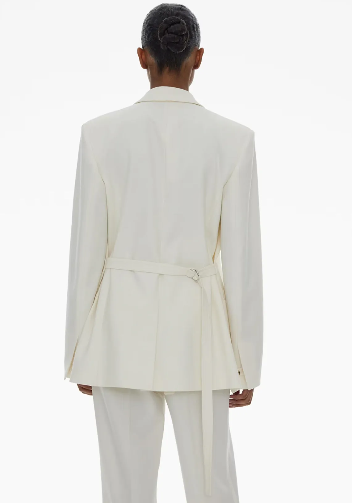 BELTED BLAZER STRETCH IVORY