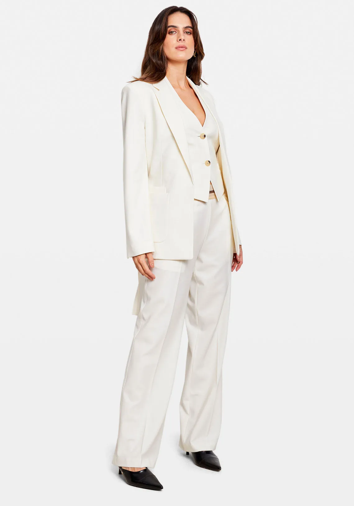 BELTED BLAZER STRETCH IVORY