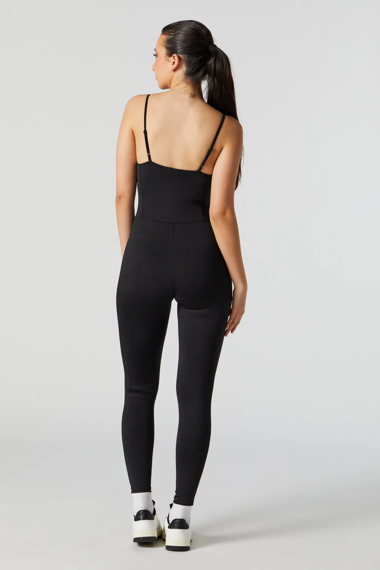 Black Active Scoop Neck Jumpsuit