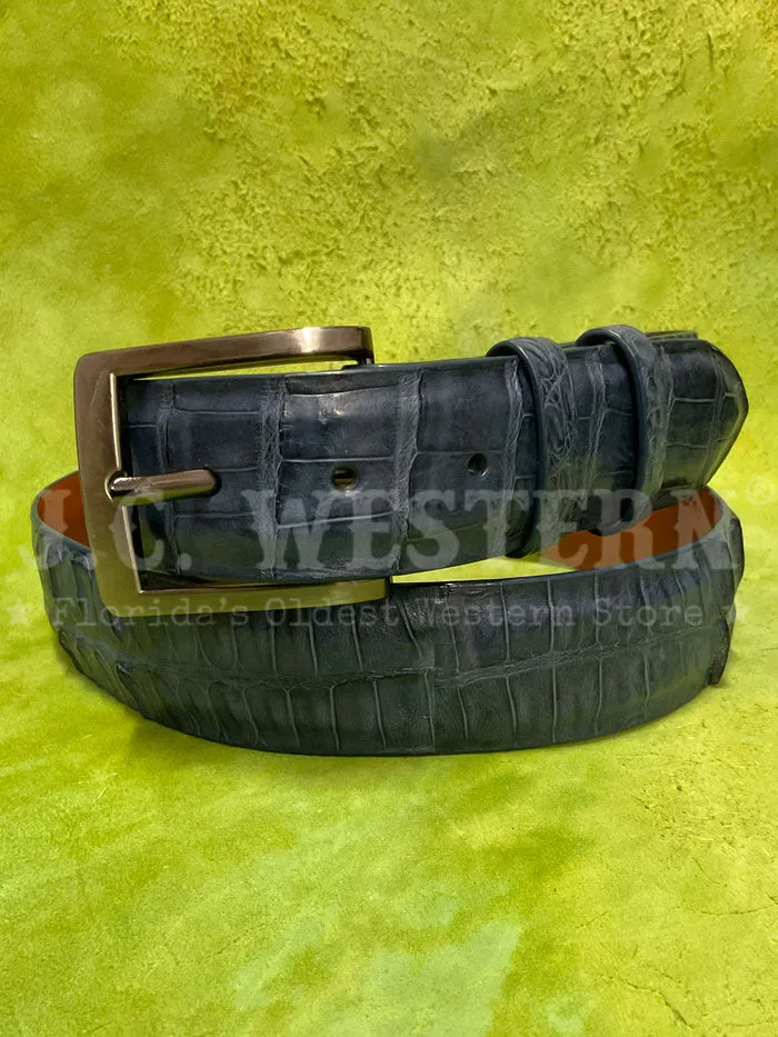 Black Jack 15756 Mens Crocodile Belt Burnished Jean Blue