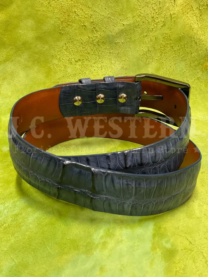 Black Jack 15756 Mens Crocodile Belt Burnished Jean Blue