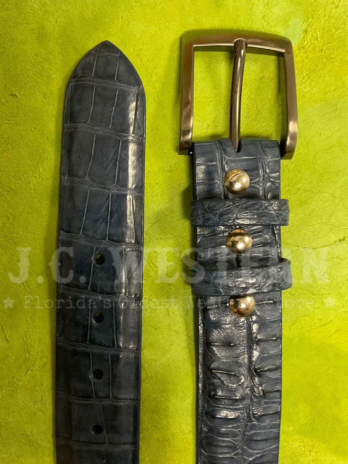 Black Jack 15756 Mens Crocodile Belt Burnished Jean Blue