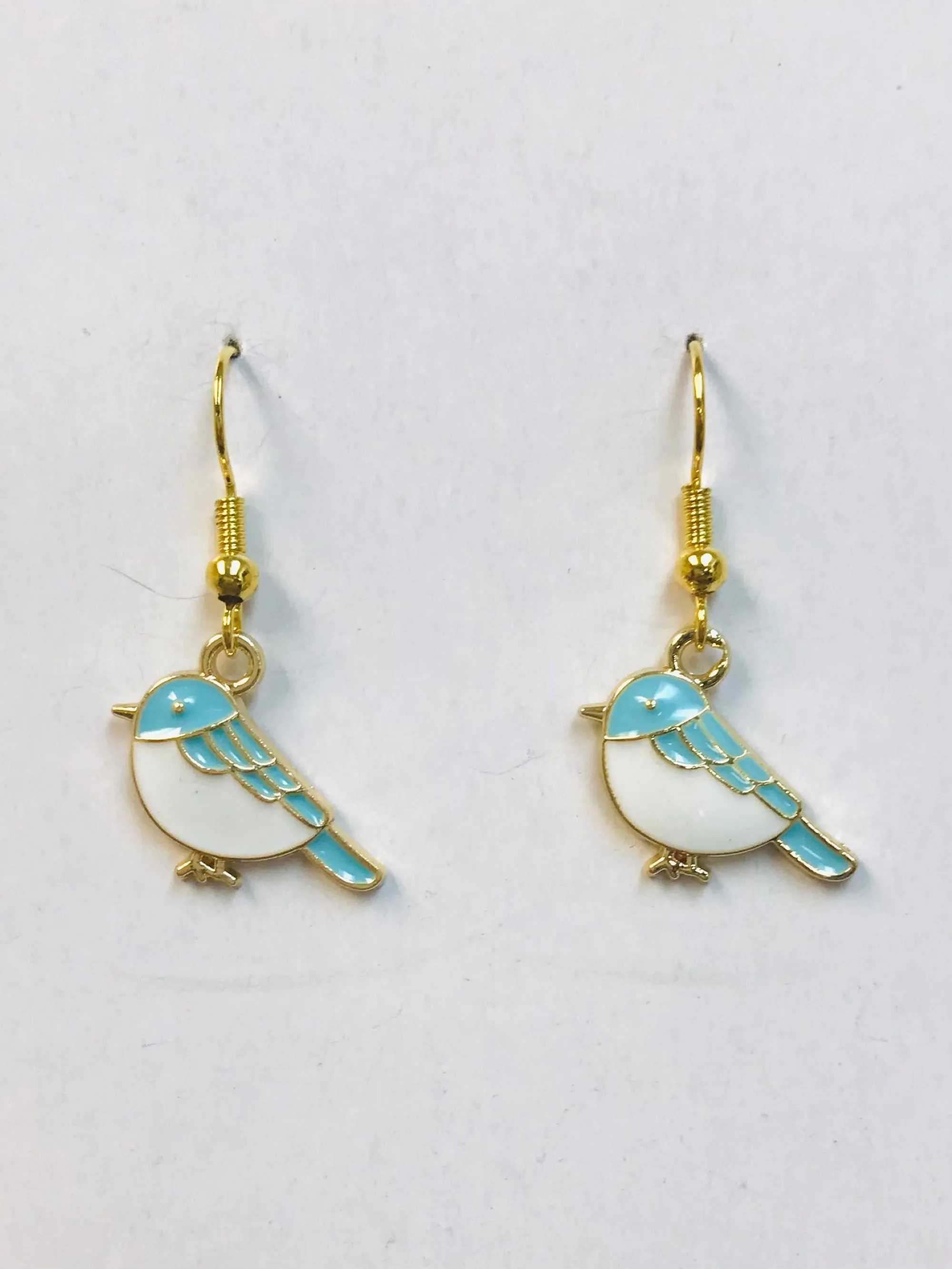 Blue Bird Enamel Earrings