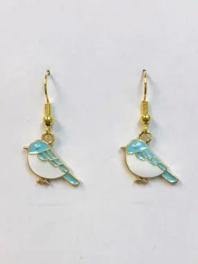 Blue Bird Enamel Earrings