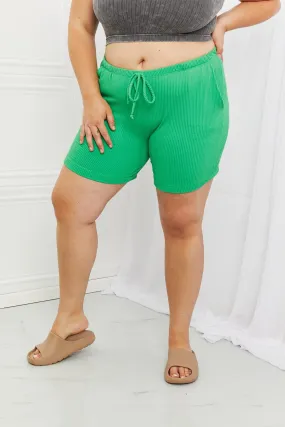 Blumin Apparel Too Good Full Size Ribbed Shorts in Green