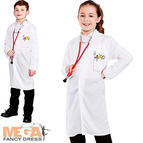 Boys Girls Doctors Coat Fancy Dress Hospital Uniform Occupation Costume