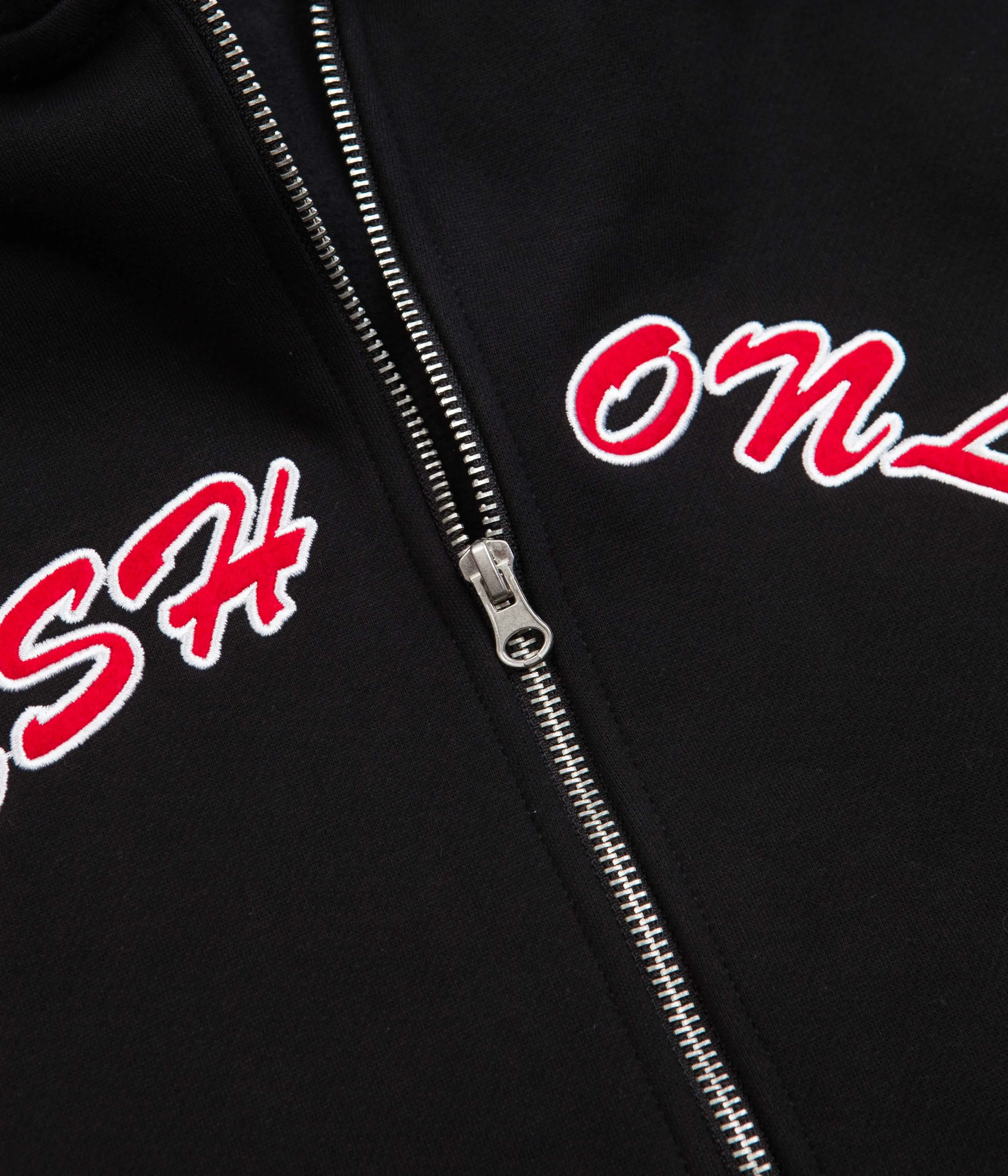 Cash Only Applique Logo Zip Hoodie - Black