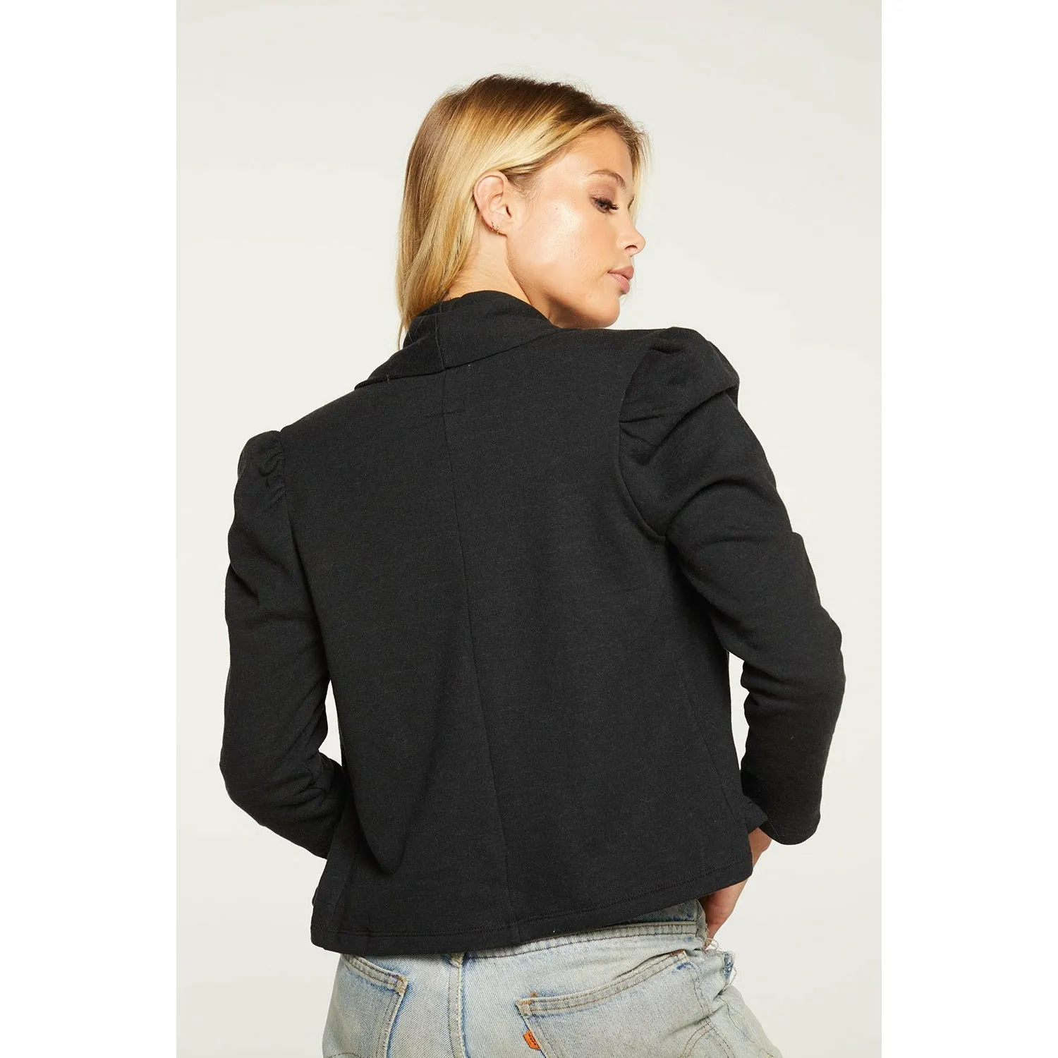 Cashmere Fleece Cropped Puff Sleeve Blazer