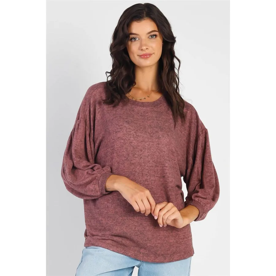 Cherish Apparel Drop Shoulder Puff Sleeve Top