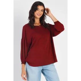 Cherish Apparel Drop Shoulder Puff Sleeve Top