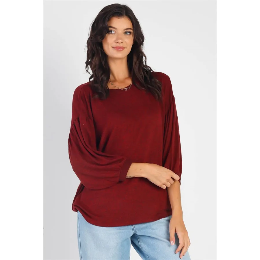 Cherish Apparel Drop Shoulder Puff Sleeve Top