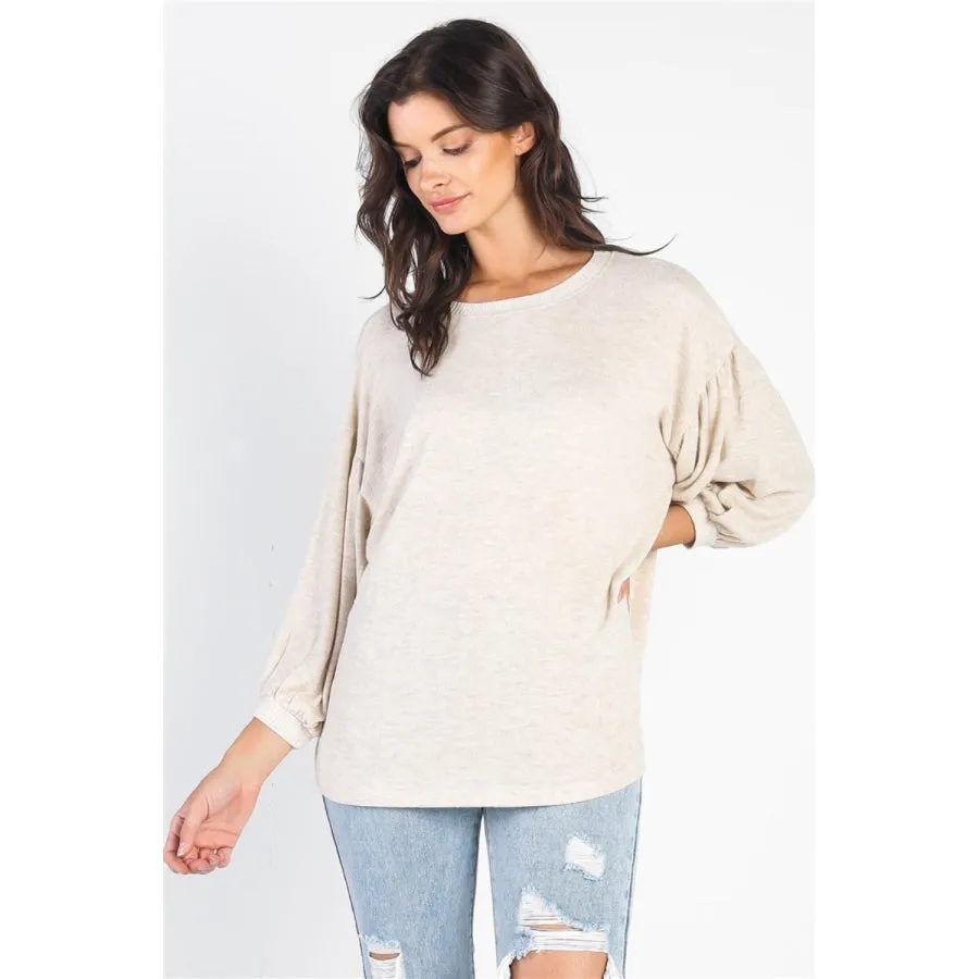 Cherish Apparel Drop Shoulder Puff Sleeve Top