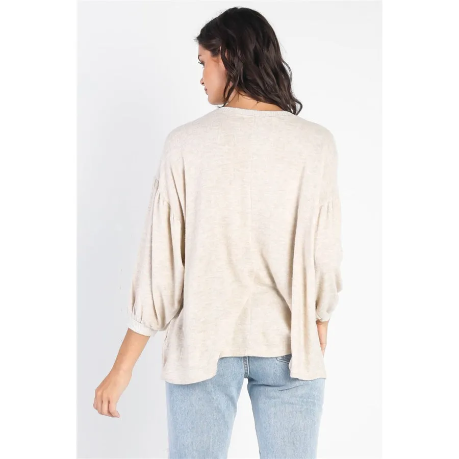 Cherish Apparel Drop Shoulder Puff Sleeve Top