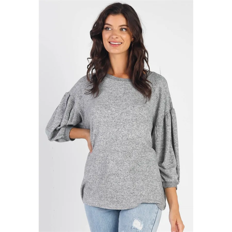 Cherish Apparel Drop Shoulder Puff Sleeve Top