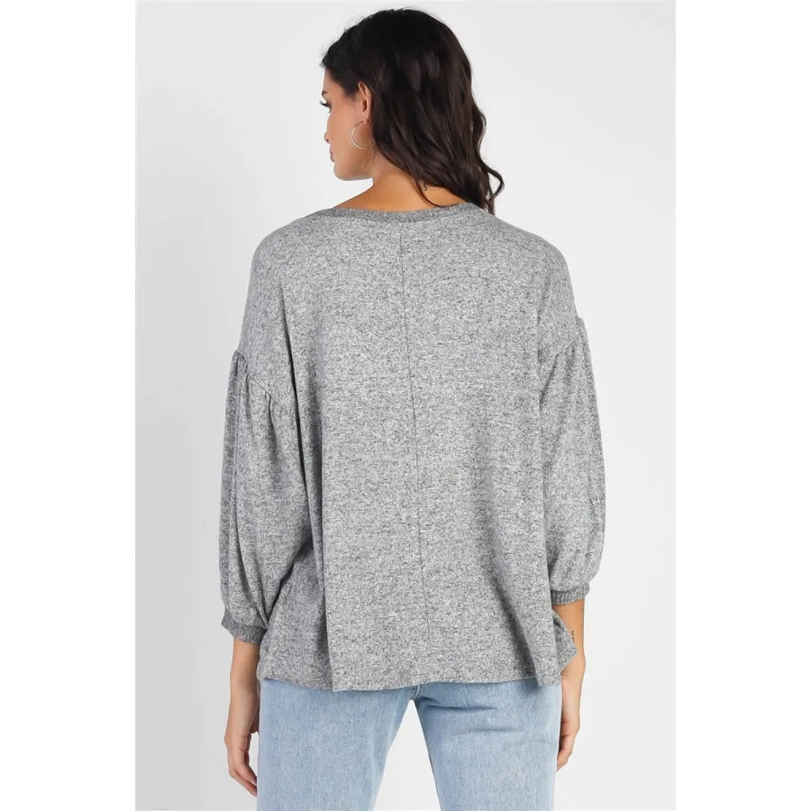 Cherish Apparel Drop Shoulder Puff Sleeve Top