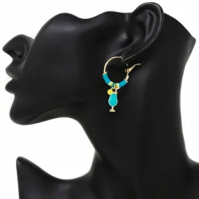 Cocktail Charm Beaded Hoop Earrings