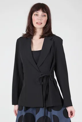 Crepe Tie Jacket, Black