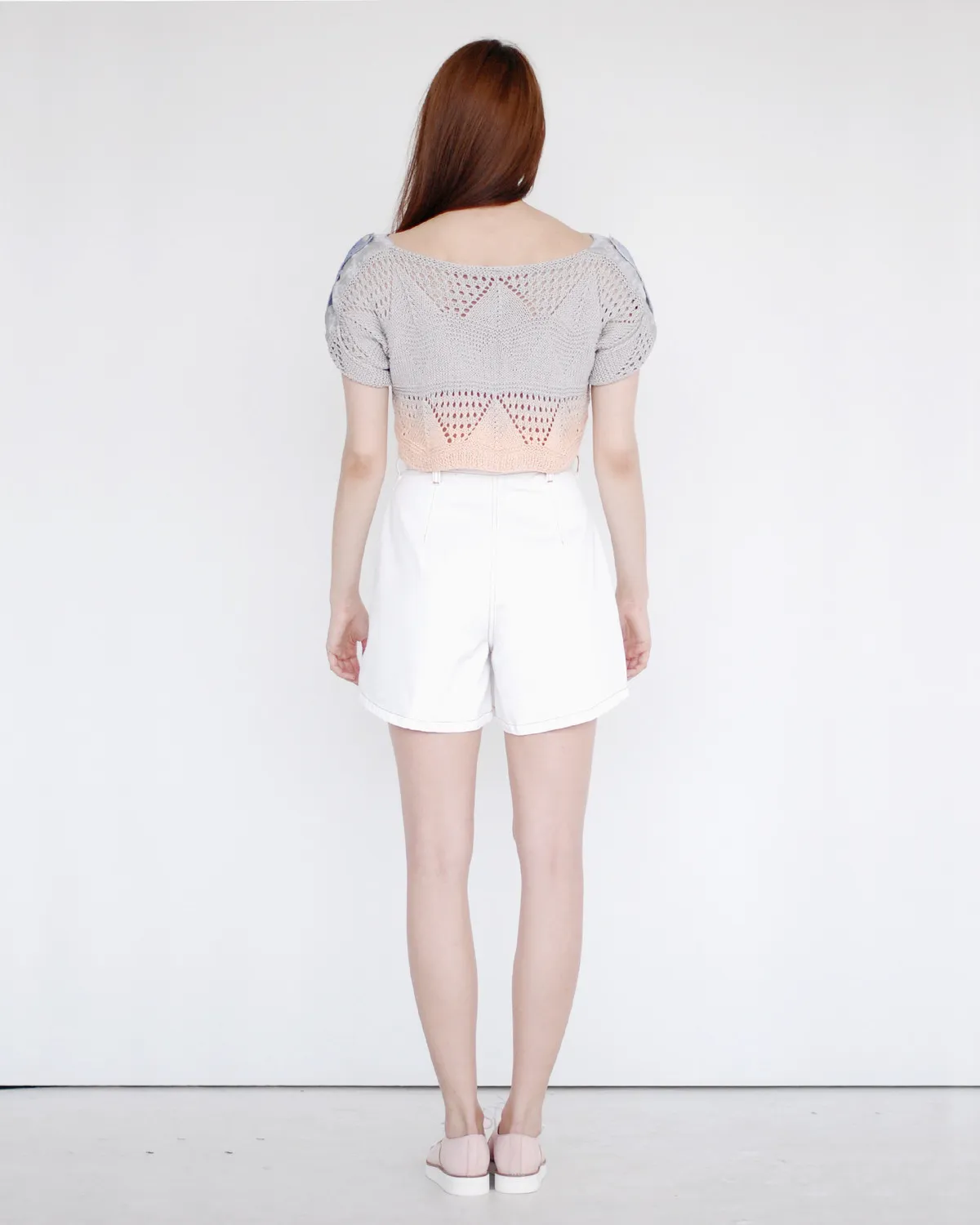 Crochet Cropped Sweater - Blush