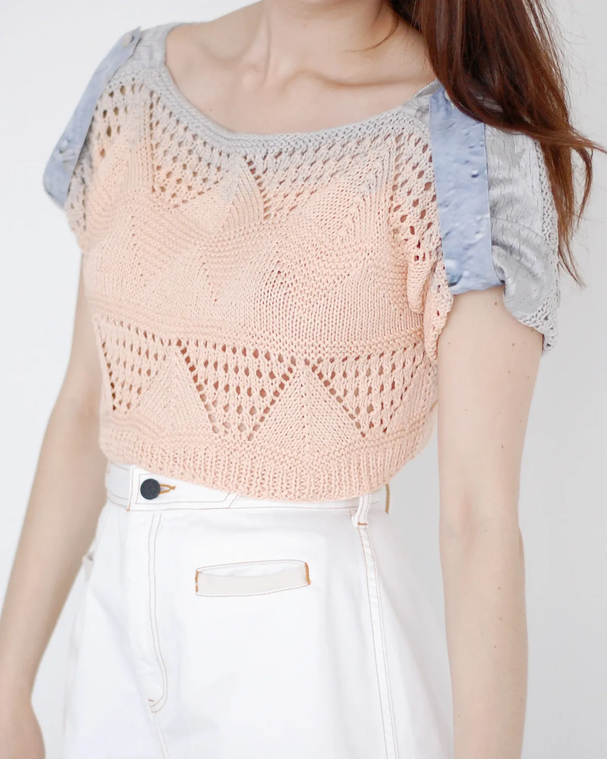 Crochet Cropped Sweater - Blush