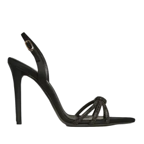 Daisy Black Crystals and Satin Sandals