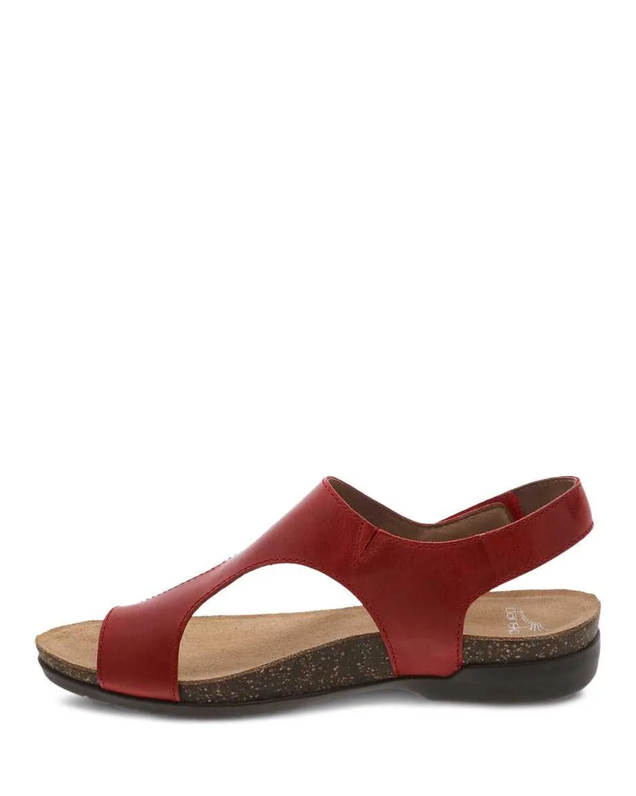 Dansko Womens Reece Sandal- Red Waxy