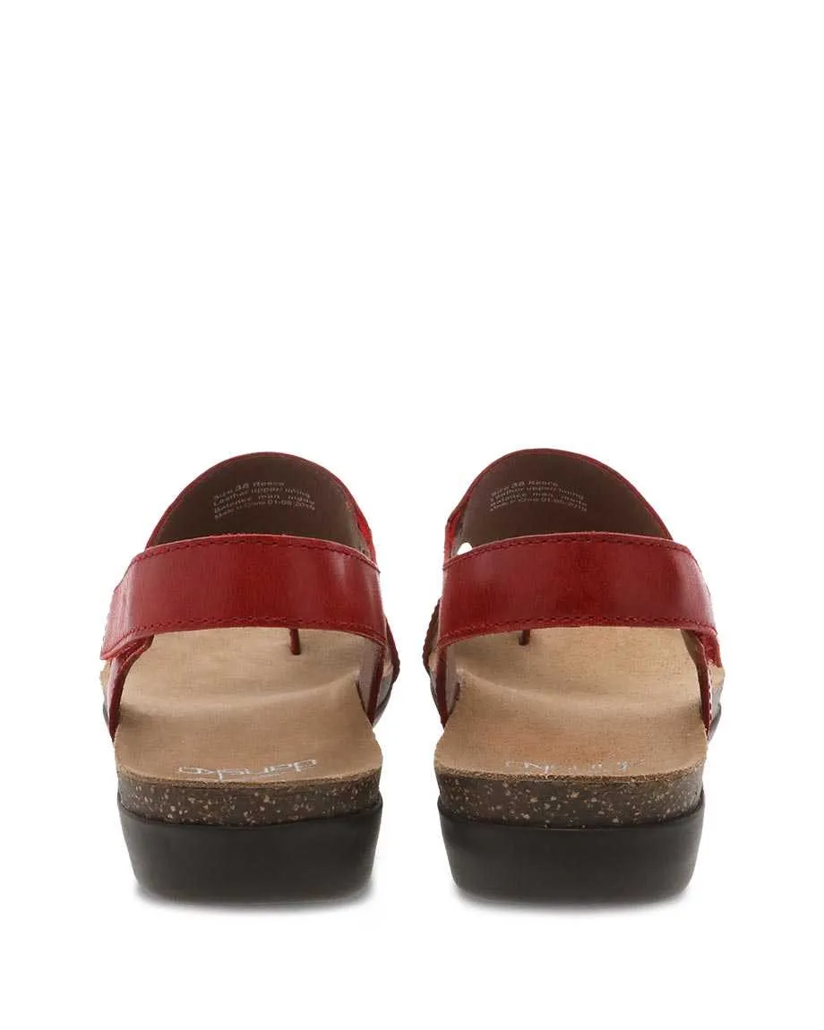 Dansko Womens Reece Sandal- Red Waxy