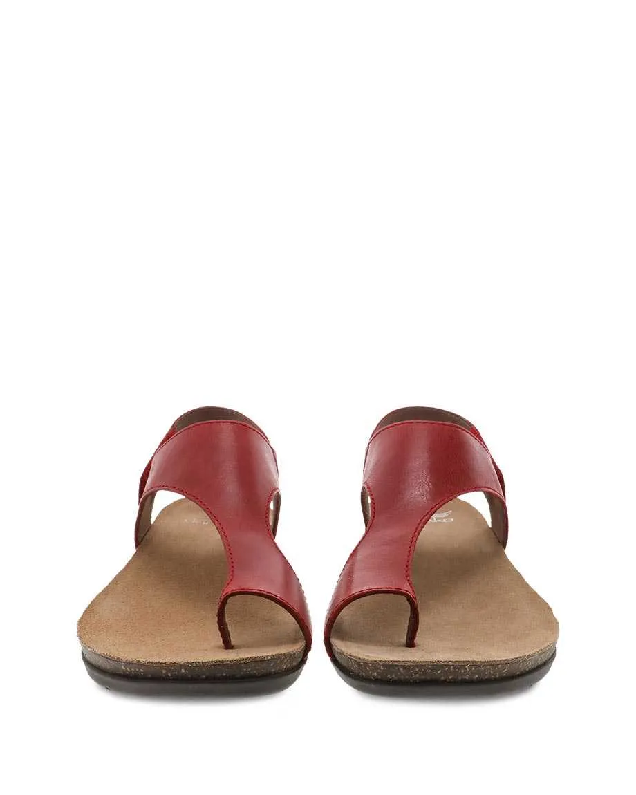 Dansko Womens Reece Sandal- Red Waxy