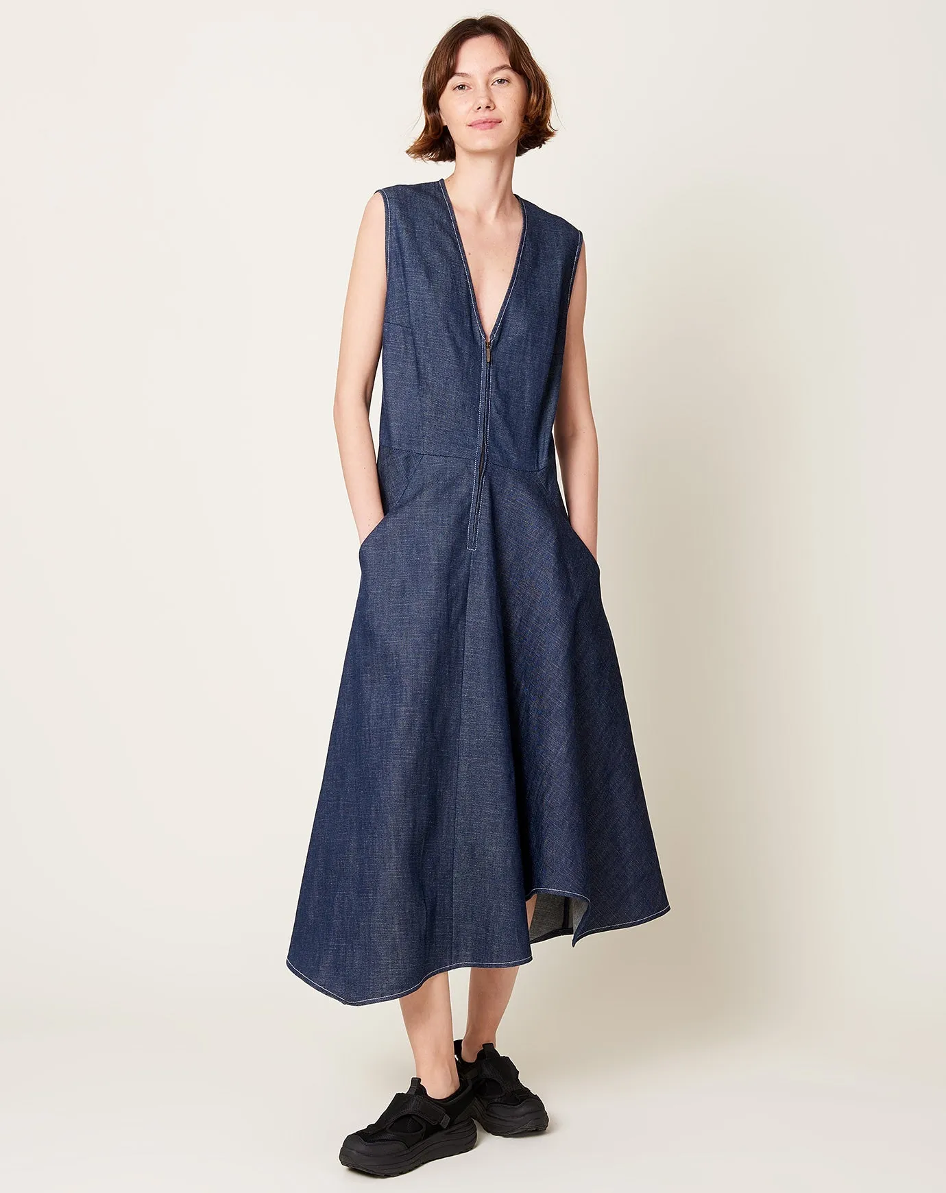 Denim Wave Dress in Indigo