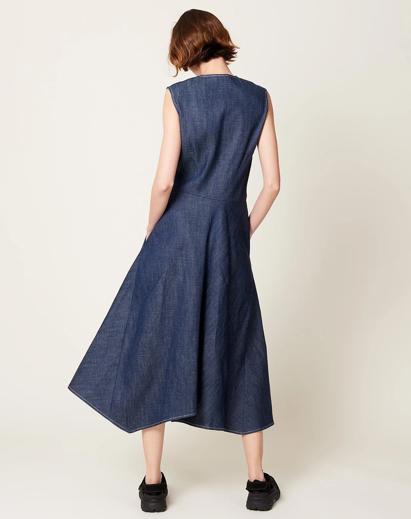 Denim Wave Dress in Indigo