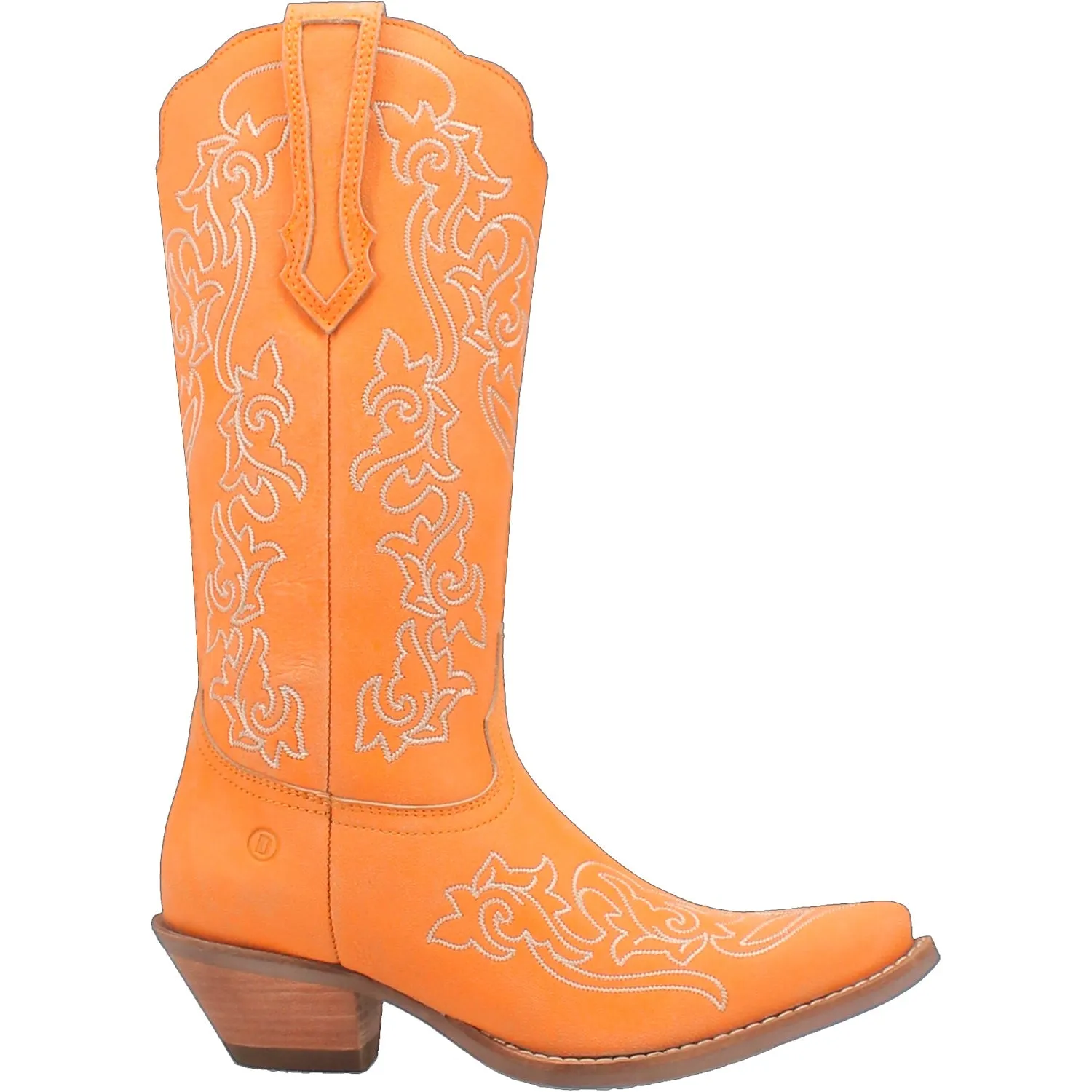 Dingo Womens Flirty N Fun Orange Leather Cowboy Boots