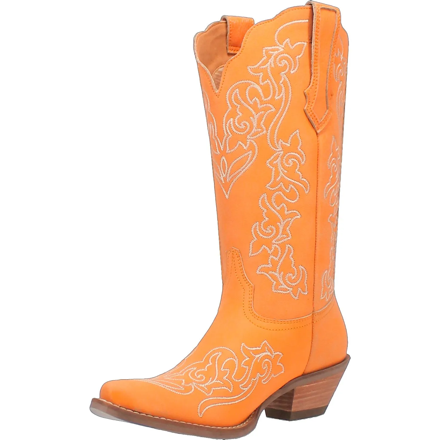 Dingo Womens Flirty N Fun Orange Leather Cowboy Boots