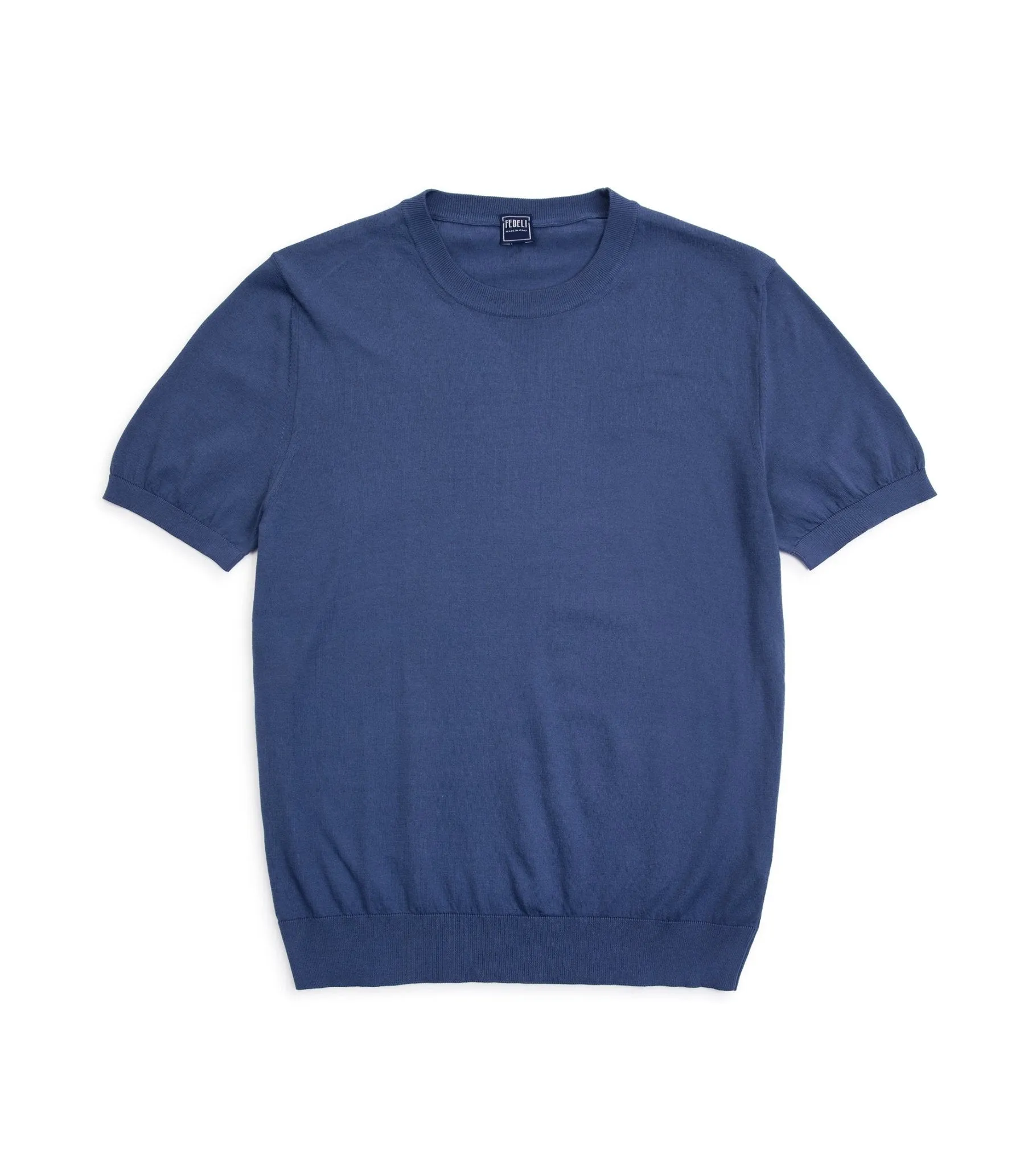 Fedeli Cotton Knitted T-Shirt: Blue