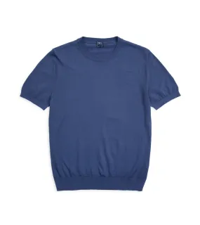 Fedeli Cotton Knitted T-Shirt: Blue