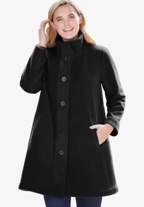 Fleece Swing Funnel-Neck Coat