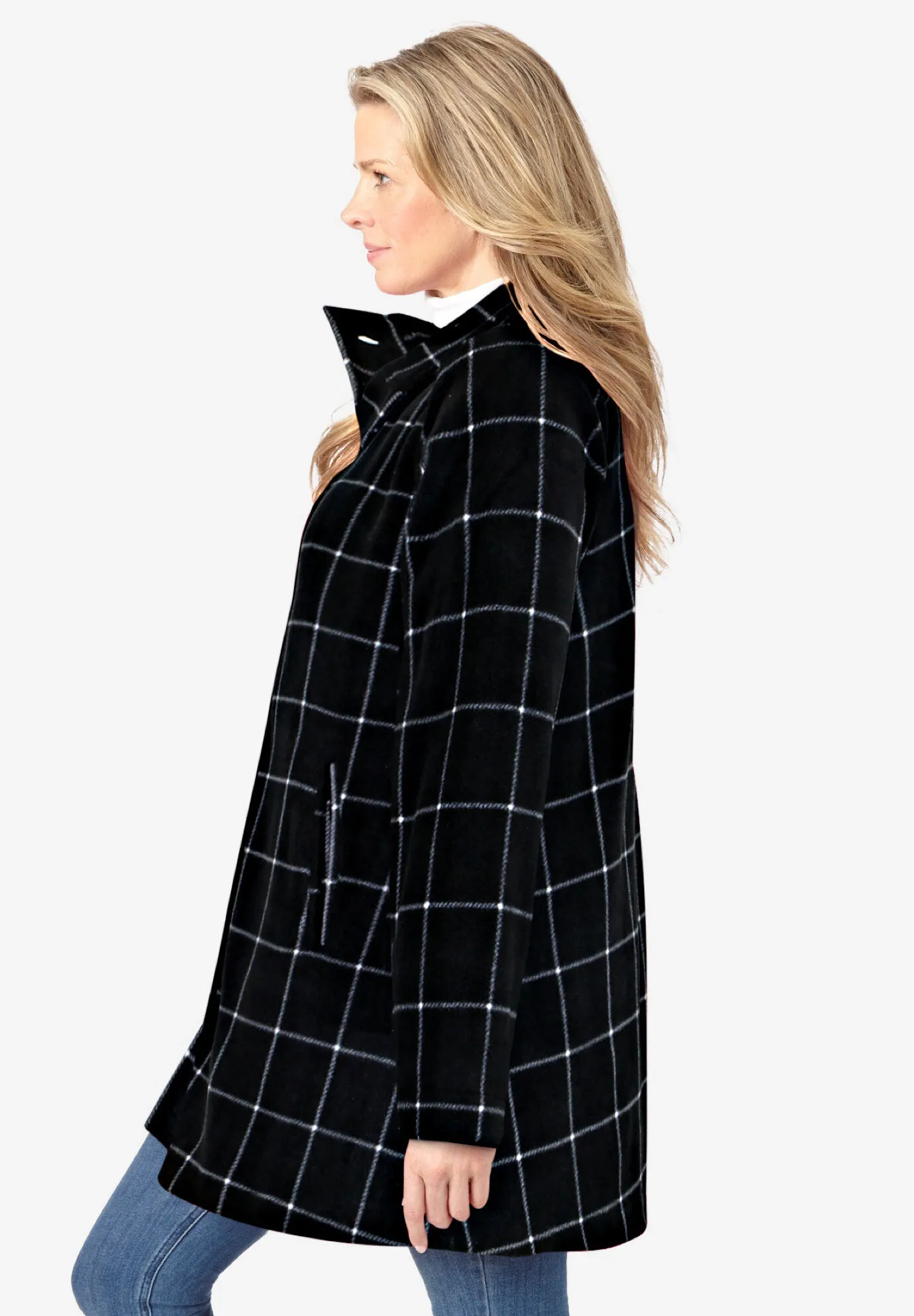 Fleece Swing Funnel-Neck Coat